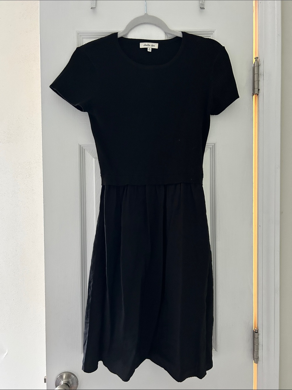 Another Love Black Short Sleeve Midi Dress